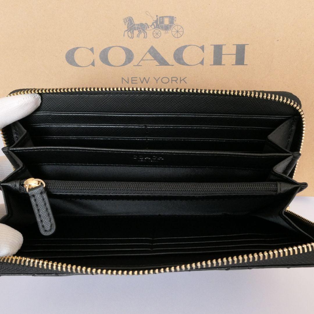 2点　 コーチ 長財布 ラウンドファスナー キルティング F53637