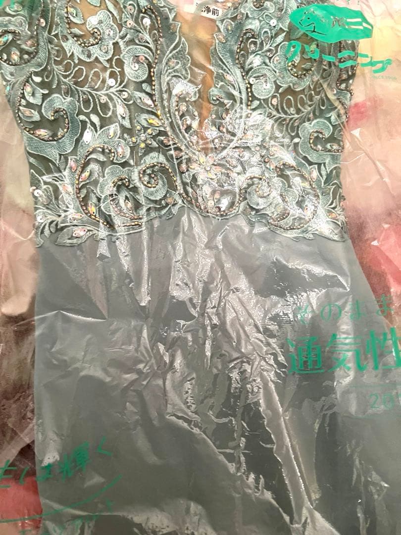 Angel R ミントグリーン フラワーレースドレスS