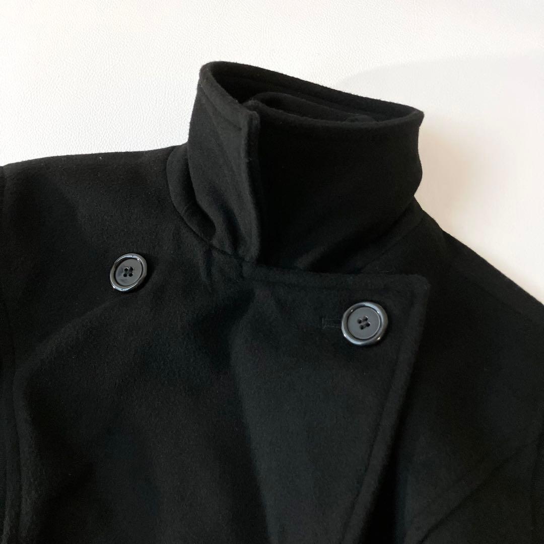 極美品 ウールコート Pコート 大きいサイズ 15号 ブラック 黒 定価3万円程