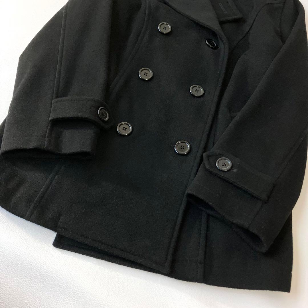 極美品 ウールコート Pコート 大きいサイズ 15号 ブラック 黒 定価3万円程