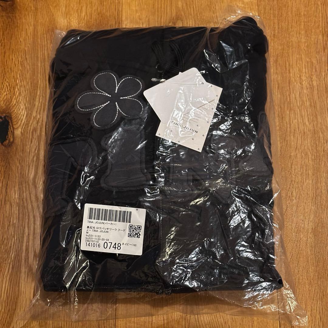 タグ付き tina jojun 裏起毛 ロゴパッチワーク フーディー パーカー