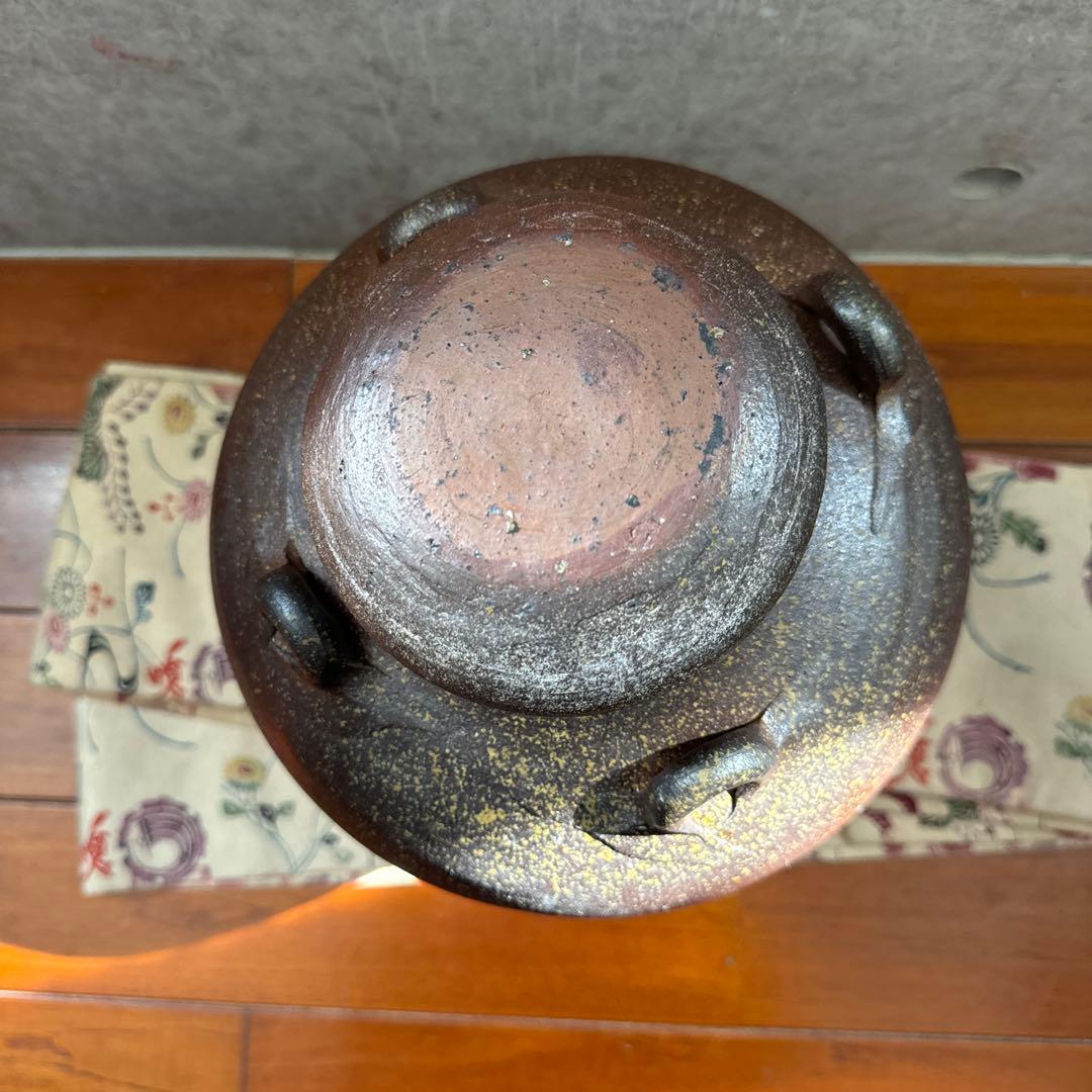 壺屋焼.荒焼.蓋付き大壺