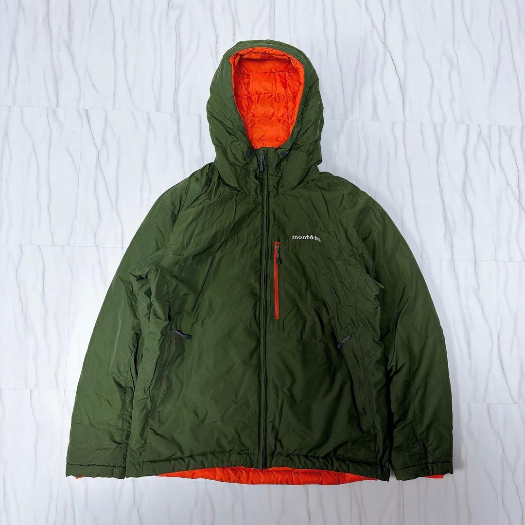 モンベル コロラドパーカ リバーシブルダウンジャケット カーキ×オレンジ M