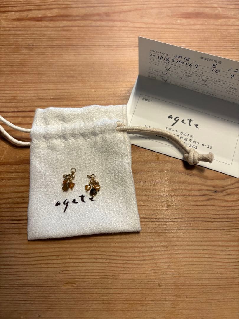 agete アガット K10 ブラックオパール チャーム