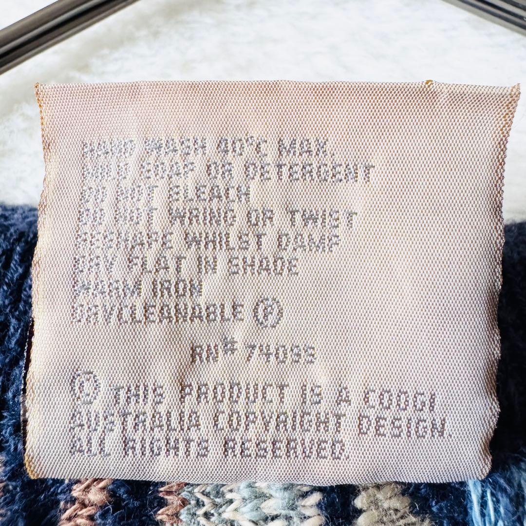 5568 希少✨ クージー 3Dニット セーター ブルー系 立体 リネン L