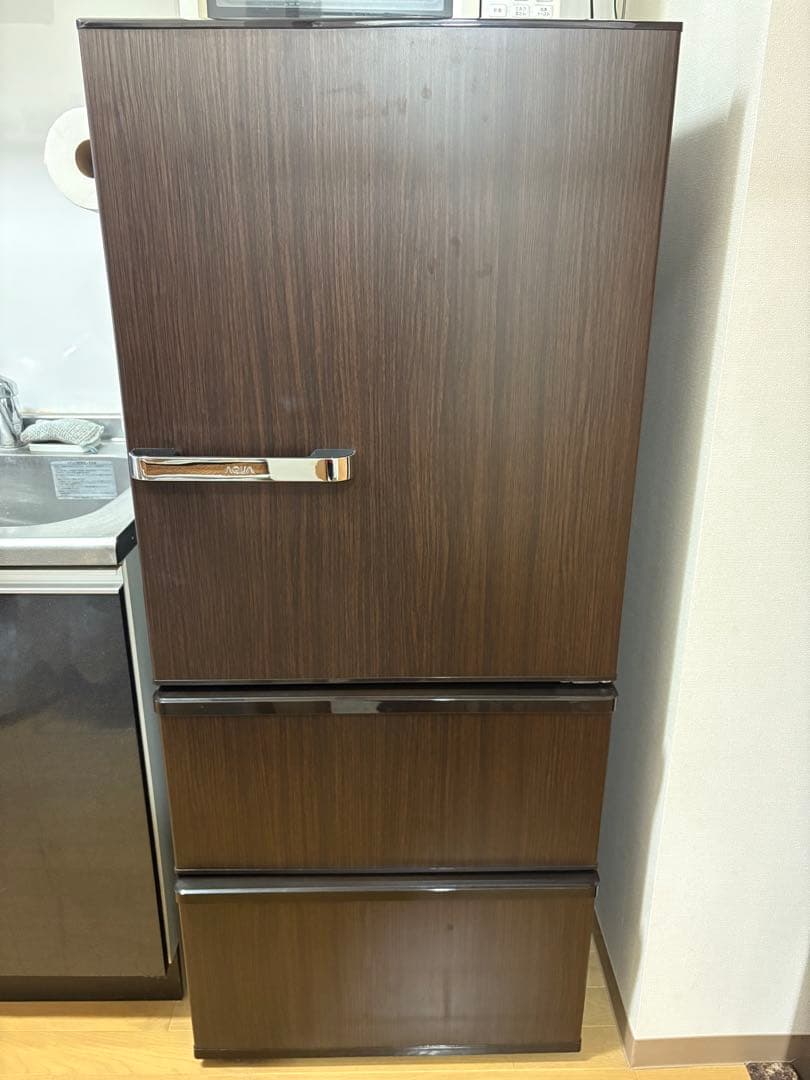 AQUA 木目調 3ドア冷蔵庫