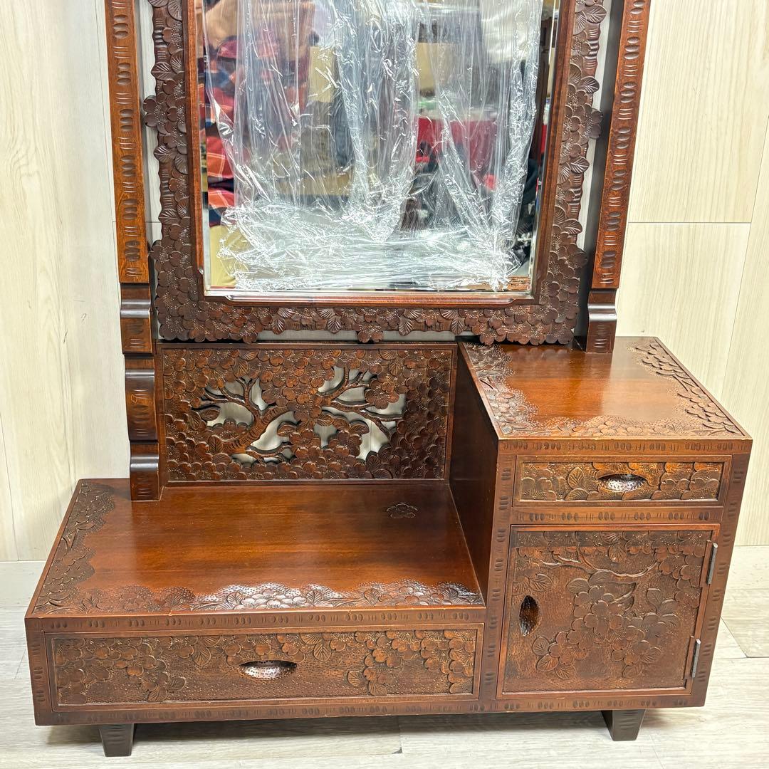 【元祖 軽井沢彫】軽井沢彫 鏡台　桜 さくら彫刻 大阪屋家具店　ドレッサー