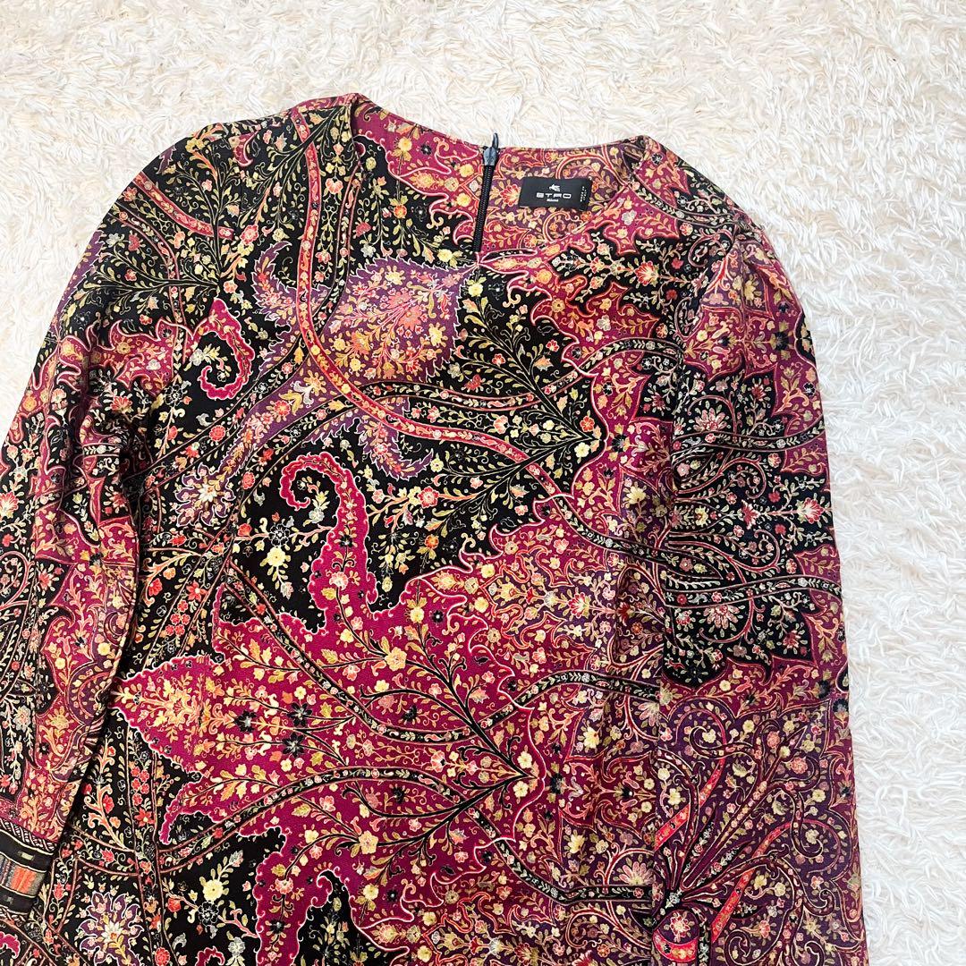 近年　エトロ　ワンピース　華やかペイズリー　ウール混　38