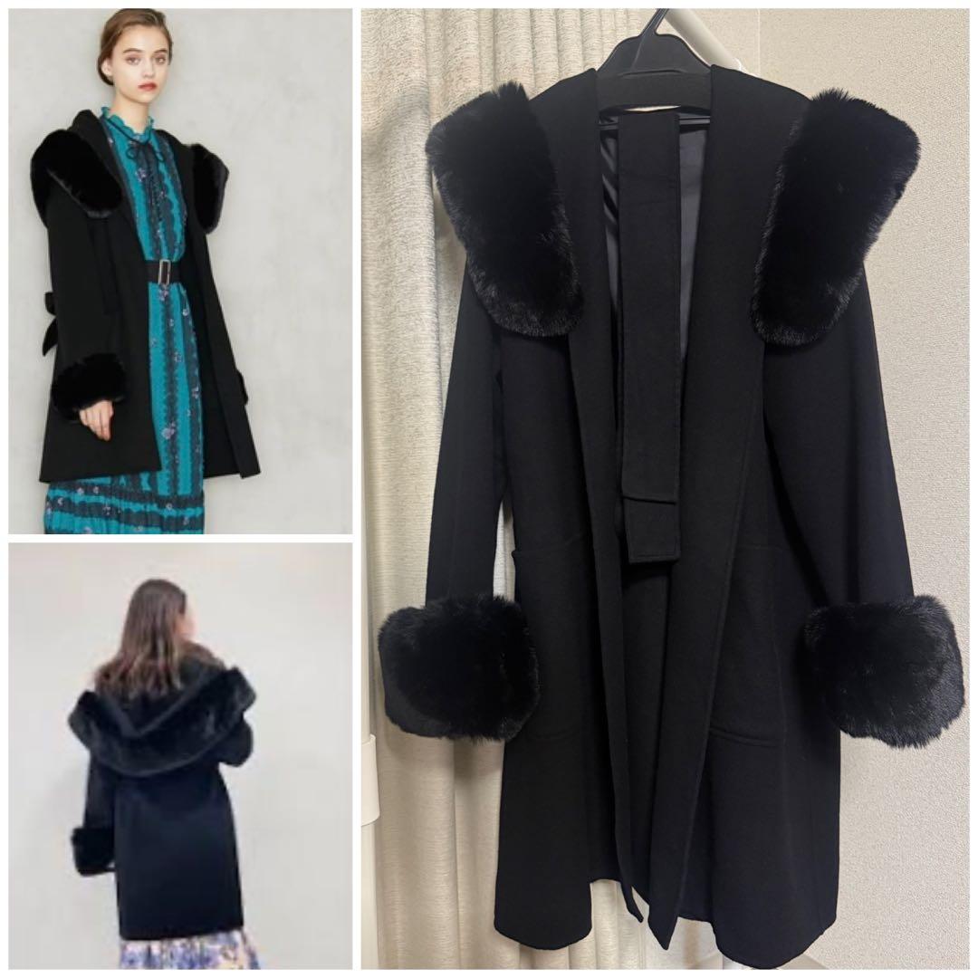 美品 リバーガウンフードコート希少サイズ38 かっこいい定番ブラック