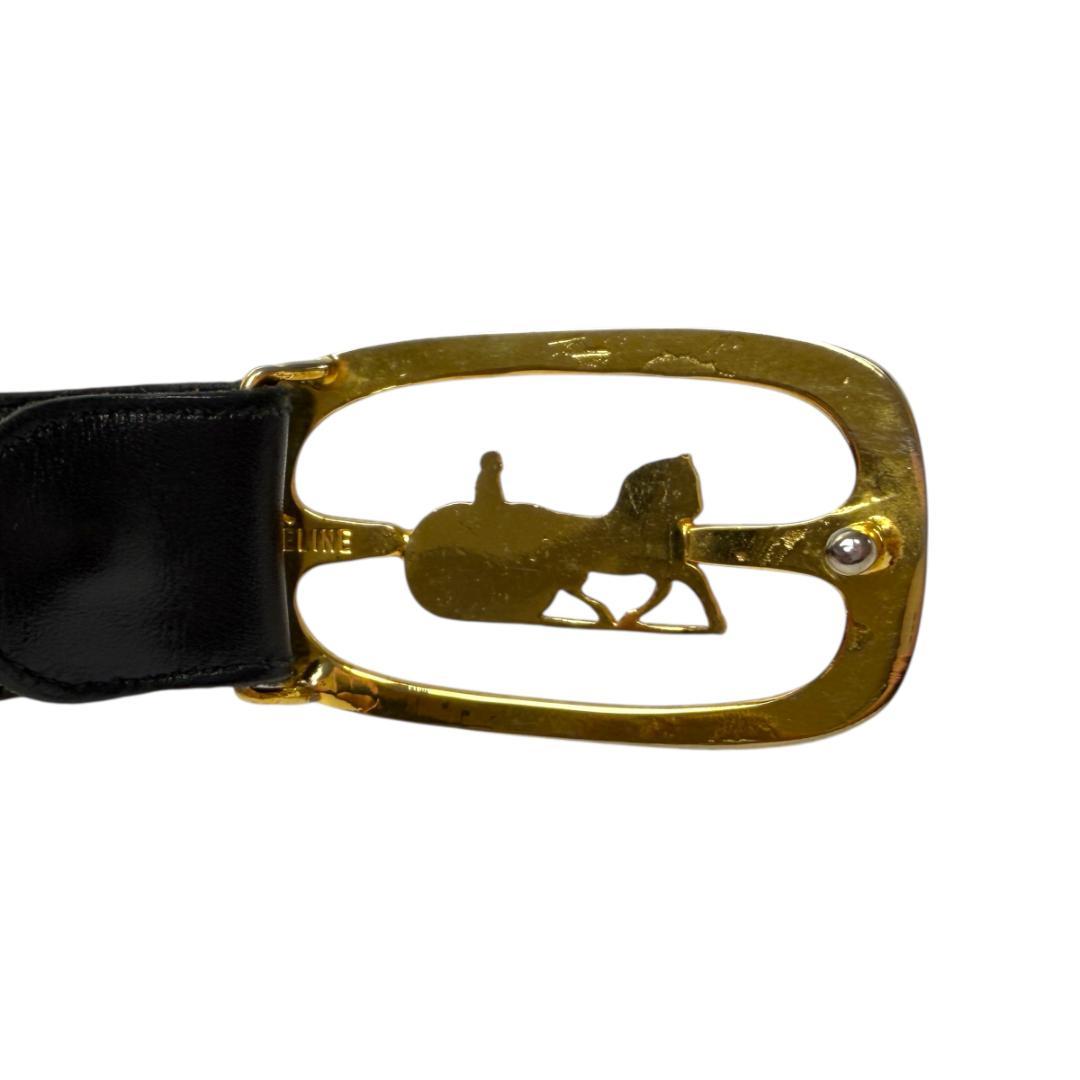 美品 CELINE 3101 ベルト 馬車金具 レザー 本革 ゴールド セリーヌ