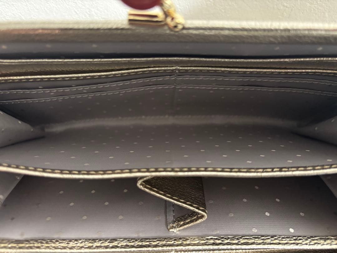 【ペルケ perche】アクリル玉がま口長財布 ゴールド