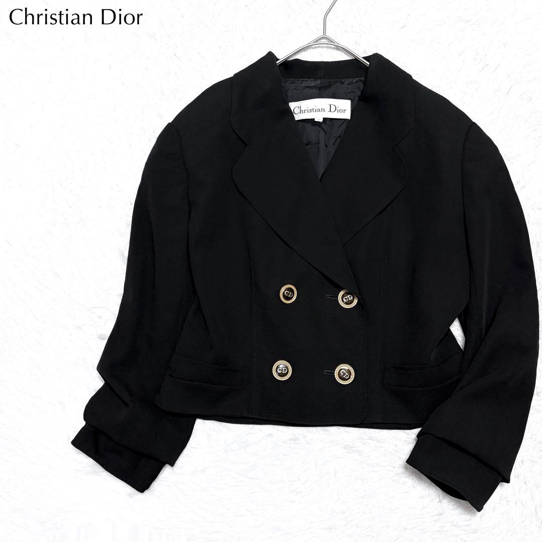 【美品】クリスチャンディオール 金ボタン ロゴ ショート ジャケット 上品 高級