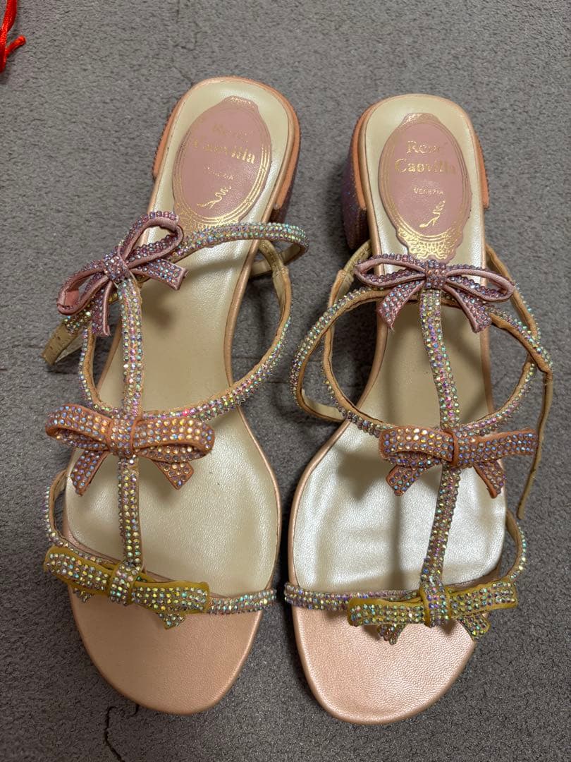 レネカオヴィラ renecaovilla ビジューリボンサンダル