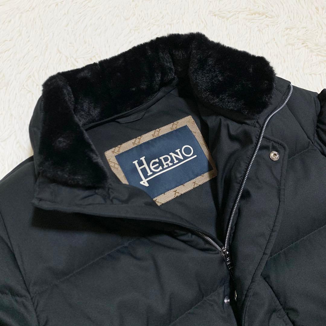 【未使用】ヘルノ ダウン ボンバージャケット アレンデール フェイクファ黒 48