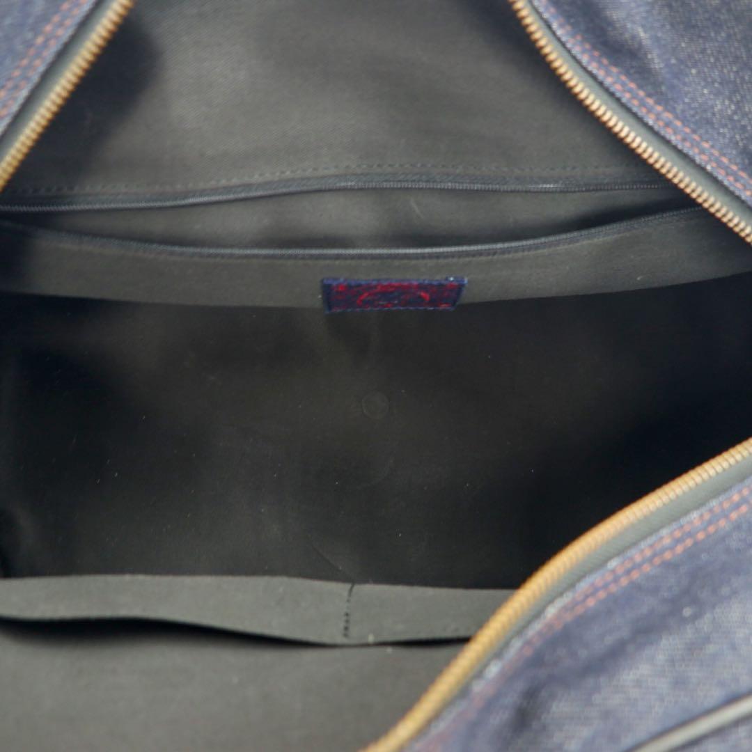 EVISU レザーハンドル デニム ボストンバッグ ハンドバッグ インディゴ