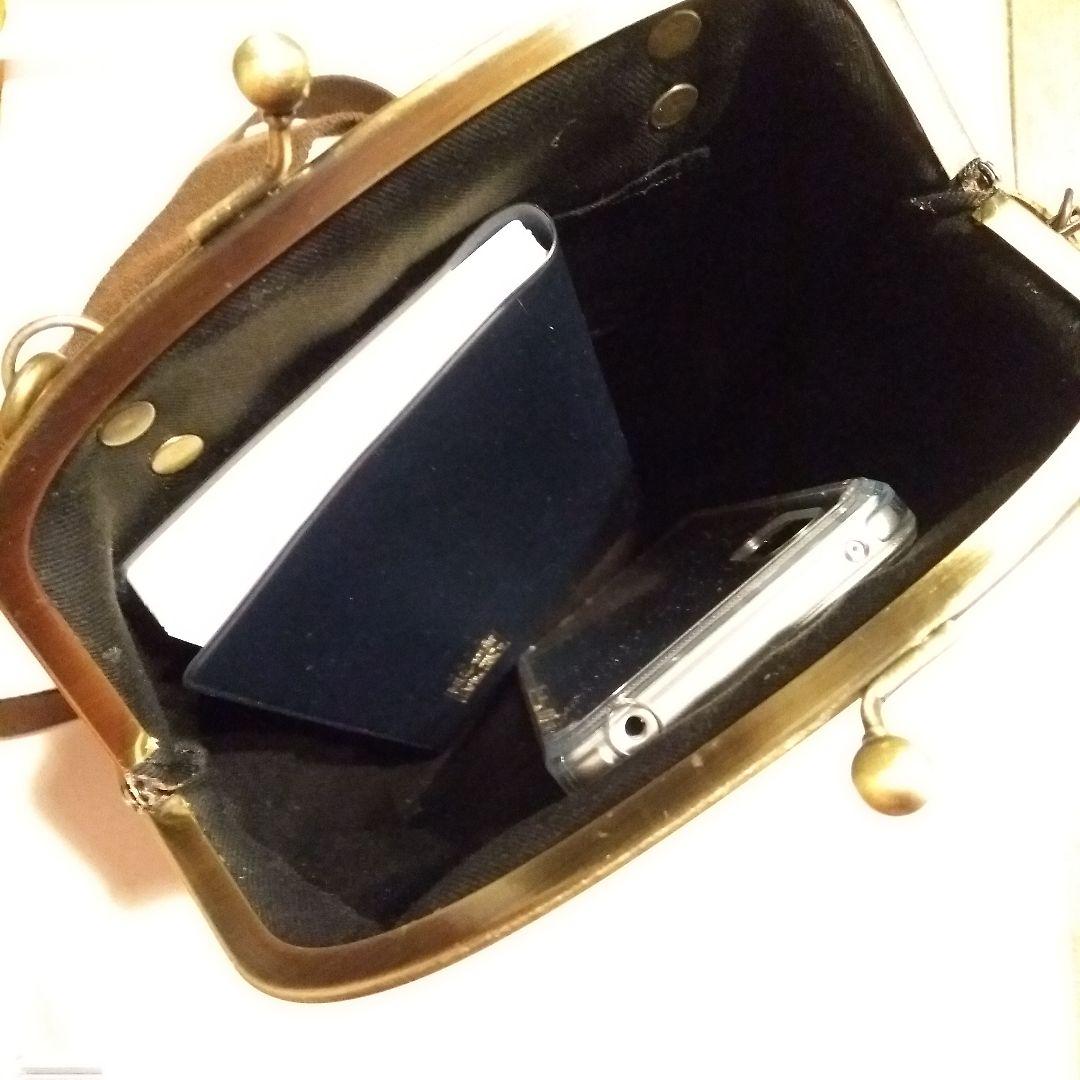 森のくまさん　柔らかい牛革使用のガマ口バック　レザー　バック　牛革　ガマ口