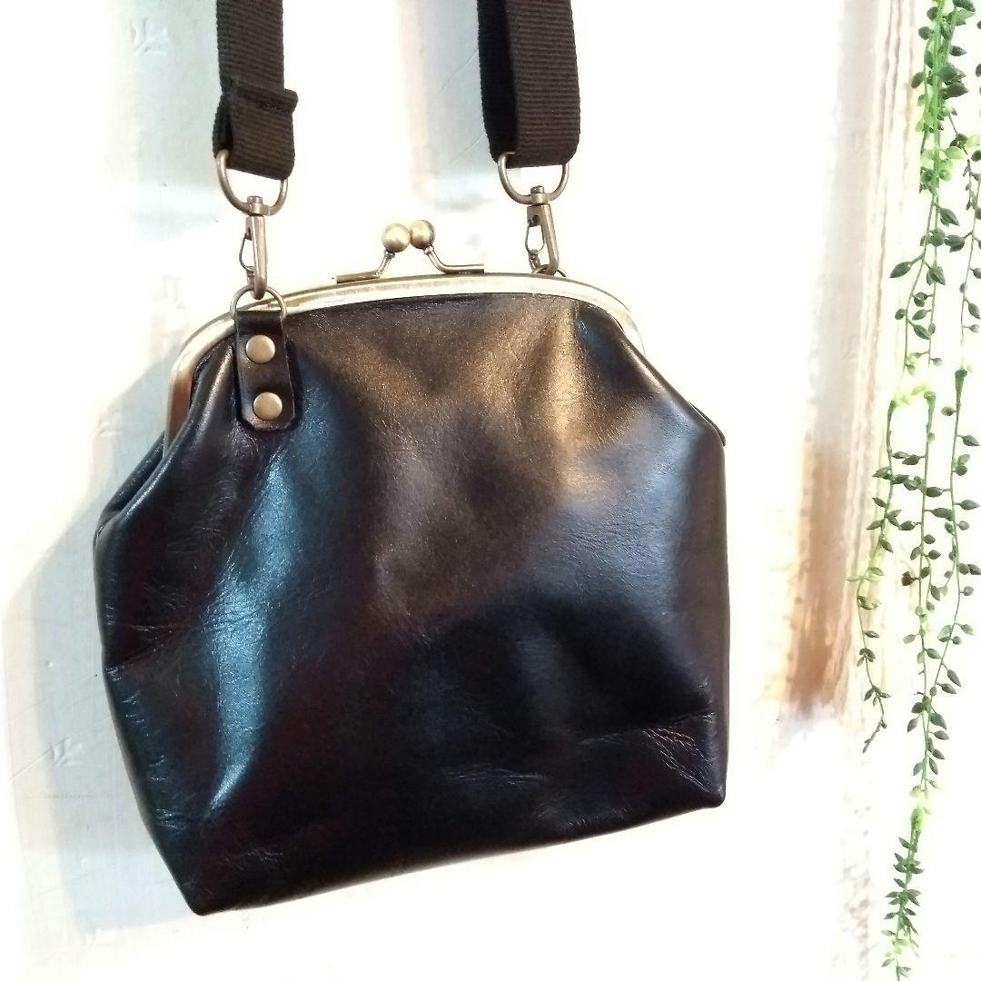 森のくまさん　柔らかい牛革使用のガマ口バック　レザー　バック　牛革　ガマ口