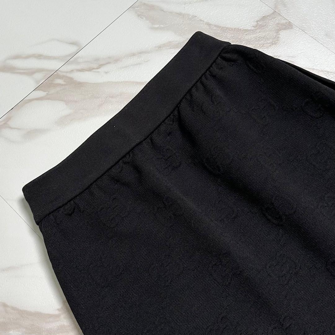 22ssꕥグッチジャージー ジャガード エンボス GG柄 スカート S ブラック