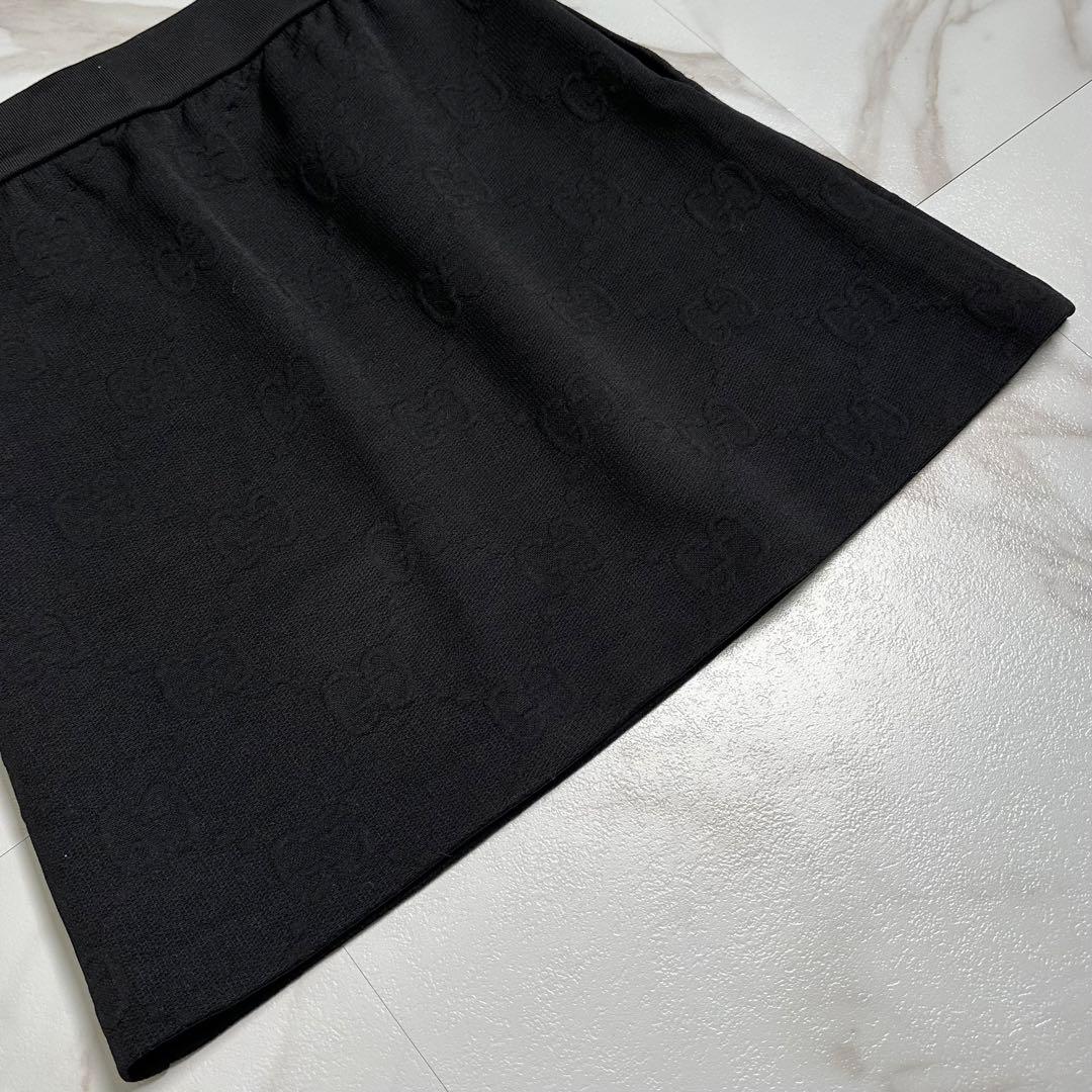 22ssꕥグッチジャージー ジャガード エンボス GG柄 スカート S ブラック