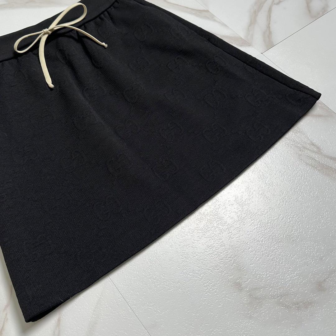 22ssꕥグッチジャージー ジャガード エンボス GG柄 スカート S ブラック