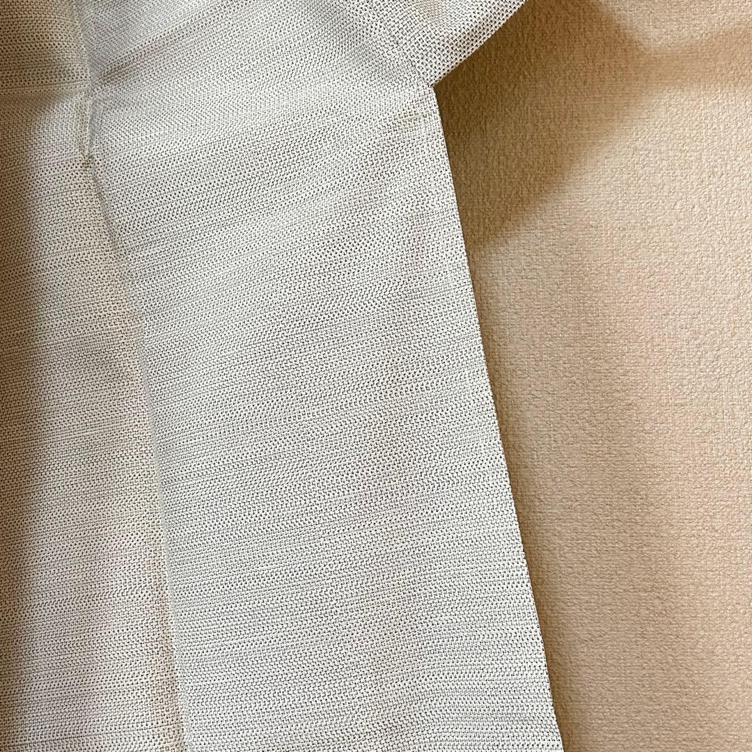 正絹　紬　付下　八掛　合わせ　ベージュ　青　緑　光沢　仕立て糸