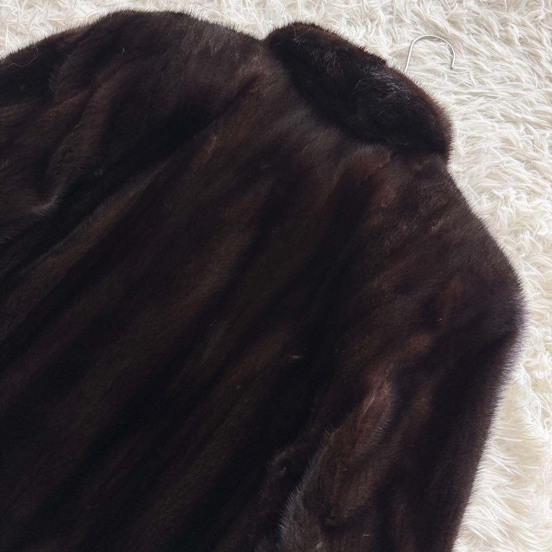 【ピエールバルマン】ミンクファーコート　毛皮 リアルファー　ダークブラウン