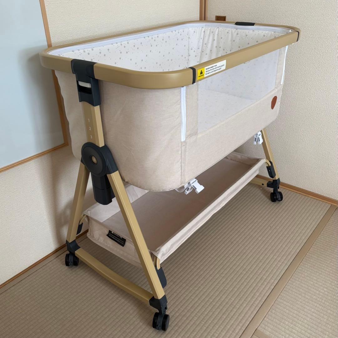 【美品】2025年最新モデル HZDMJ ベビーベッド カーキ