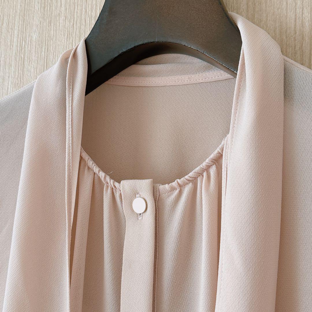 【1319】アナイ　シアードビーボウタイワンピース　ピンクベージュ　36