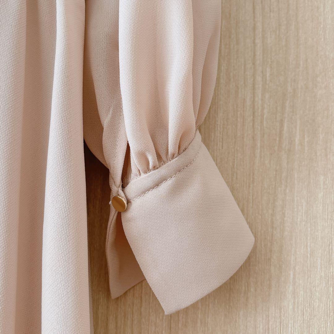 【1319】アナイ　シアードビーボウタイワンピース　ピンクベージュ　36