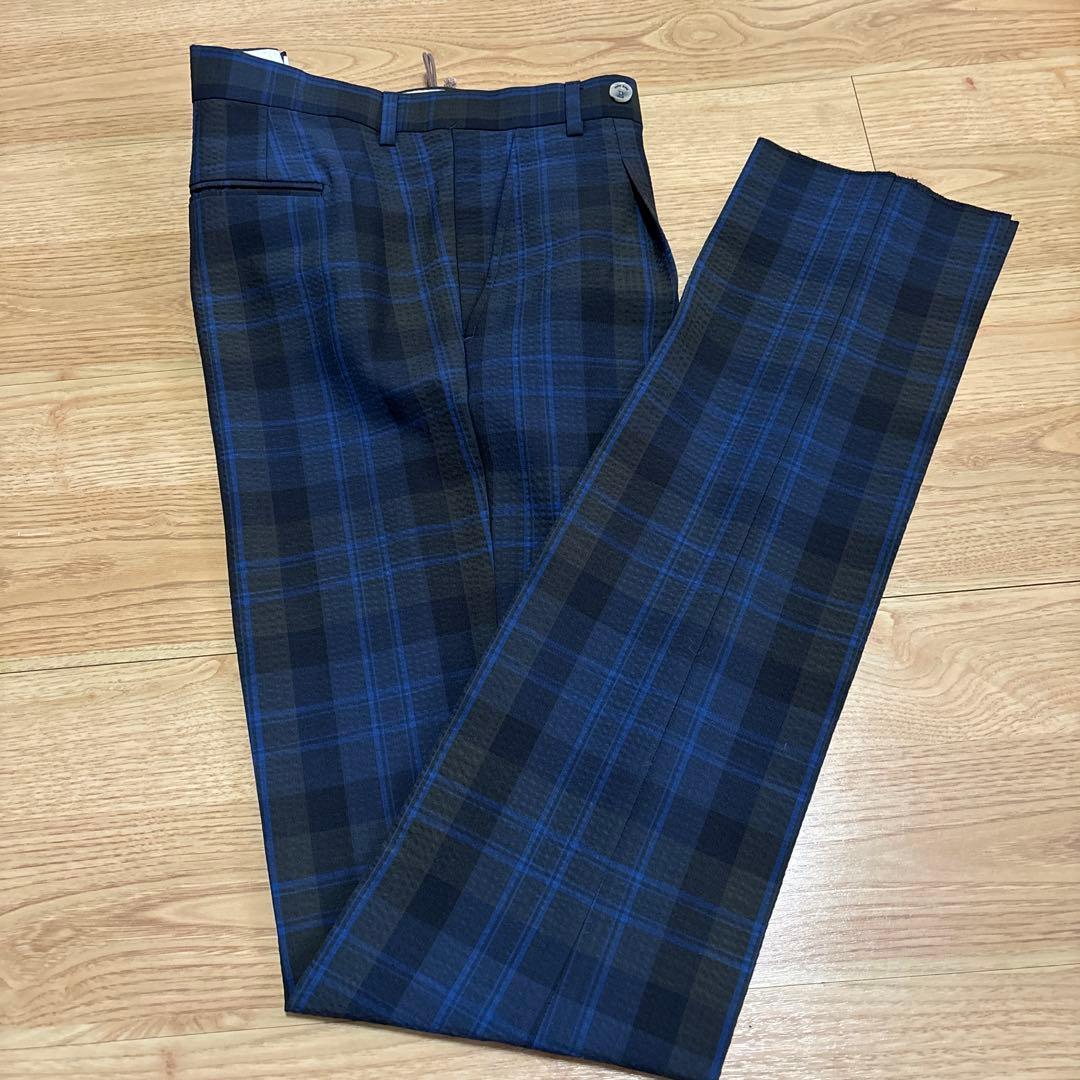 entre amis 青と黒のチェック柄スラックス Mサイズ 30インチ