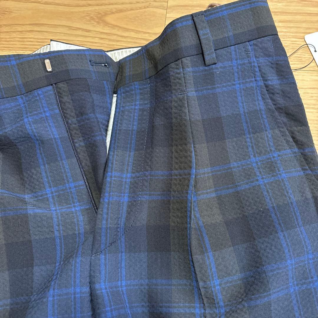 entre amis 青と黒のチェック柄スラックス Mサイズ 30インチ