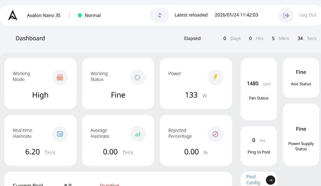 Canaan Avalon Nano 3S マイニングマシン 動作確認済