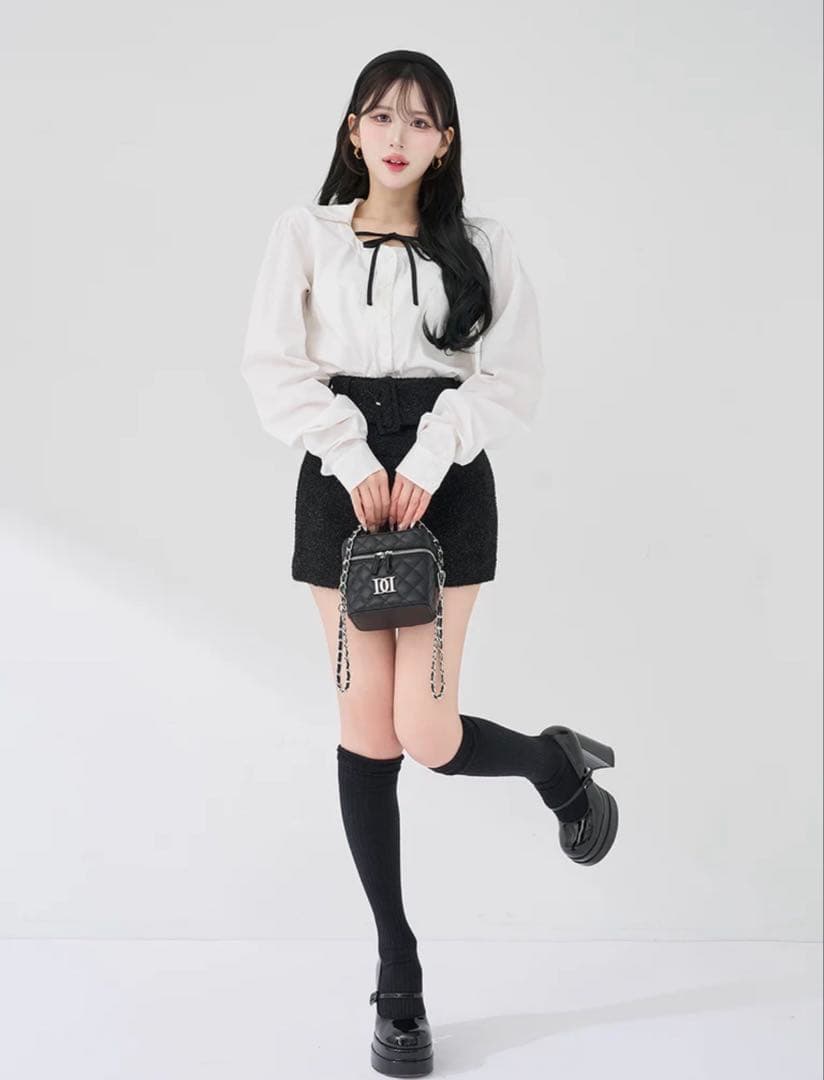 Darich 新品値札付き シェイプラインベルトツイードミニスカート FL