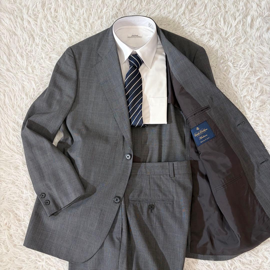 極美品　ブルックスブラザーズ　Madison スーツ　グレンチェック　グレー