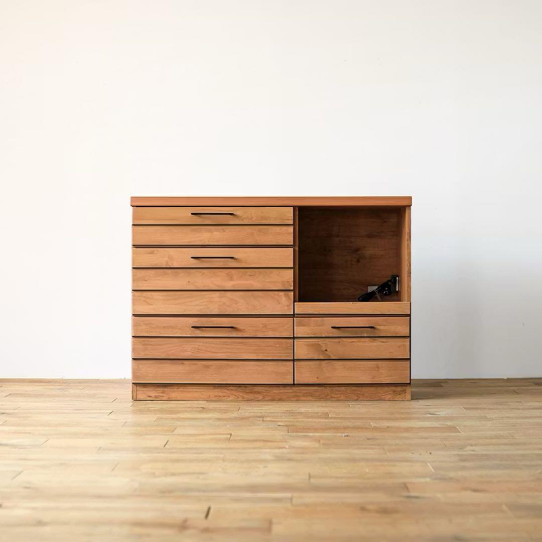 【日本製】リナ120キッチンカウンター　食器棚　作業台　カップボード　収納　国産