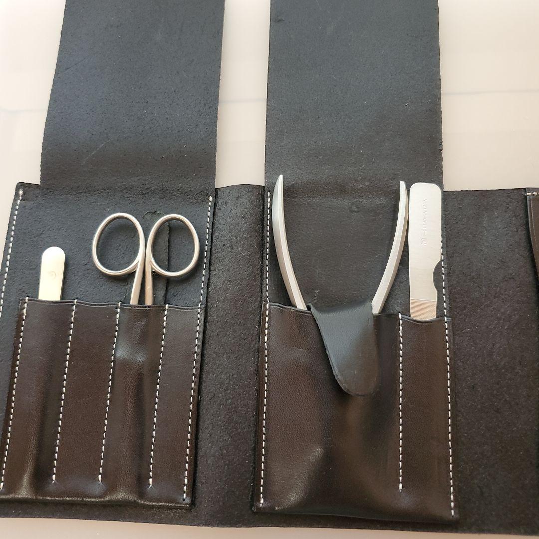 SUWADA 爪切り、ハサミ、ヤスリ、毛抜き、牛革ケース付き