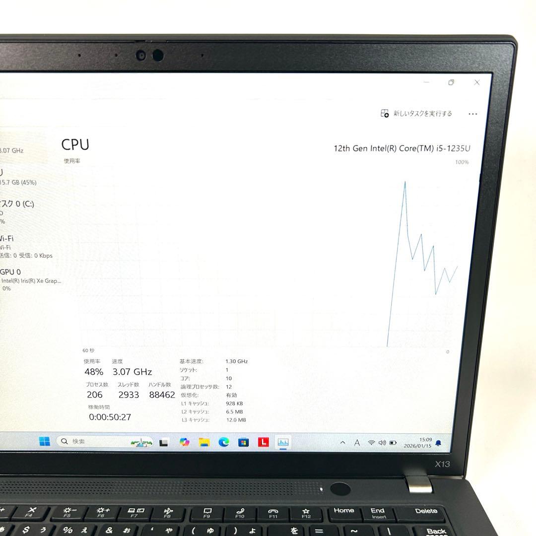 美品 Lenovo ThinkPad X13 Gen3 16GB バッテリー良好