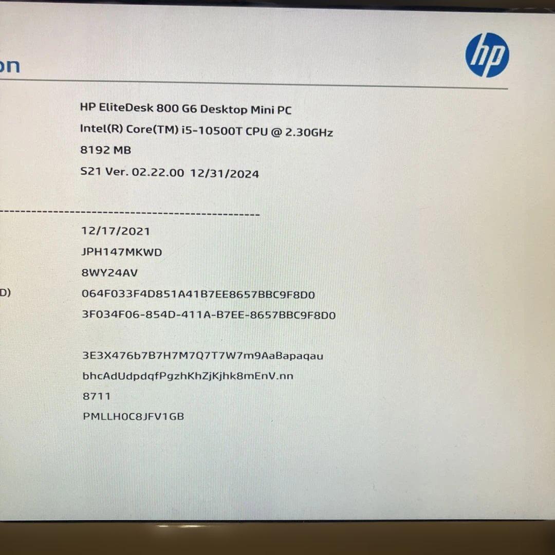 10世代Core i5！HP EliteDesk800G6mini！ジャンク品！