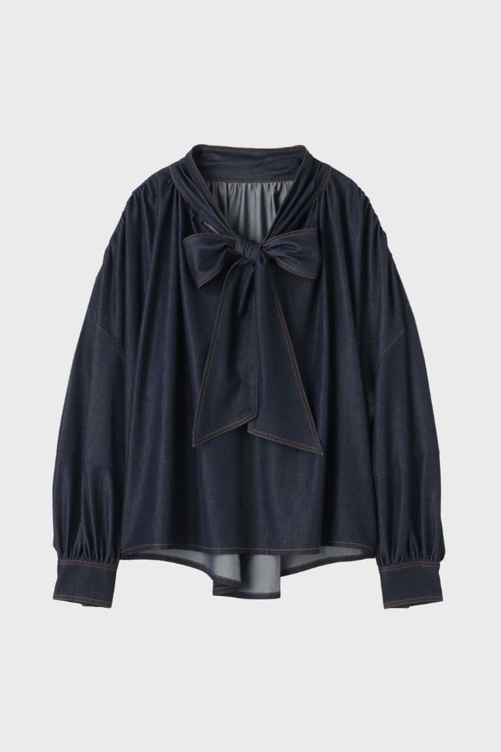 トップス THE TOE Romer Ribbon Blouse blue