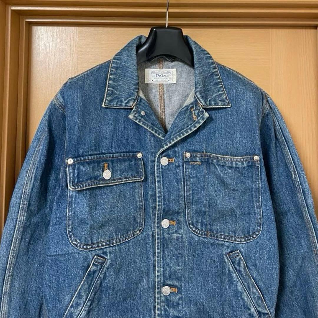 ポロ ラルフローレン ビンテージ 90s 白タグ デニム トラッカー ジャケット
