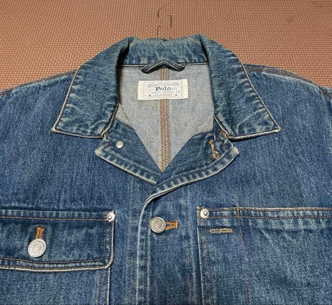 ポロ ラルフローレン ビンテージ 90s 白タグ デニム トラッカー ジャケット