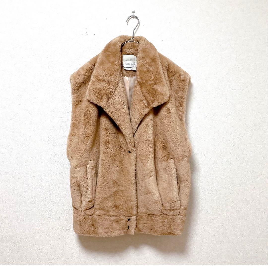 美品forte_forte 24SS フェイクファー ベスト ブルゾン