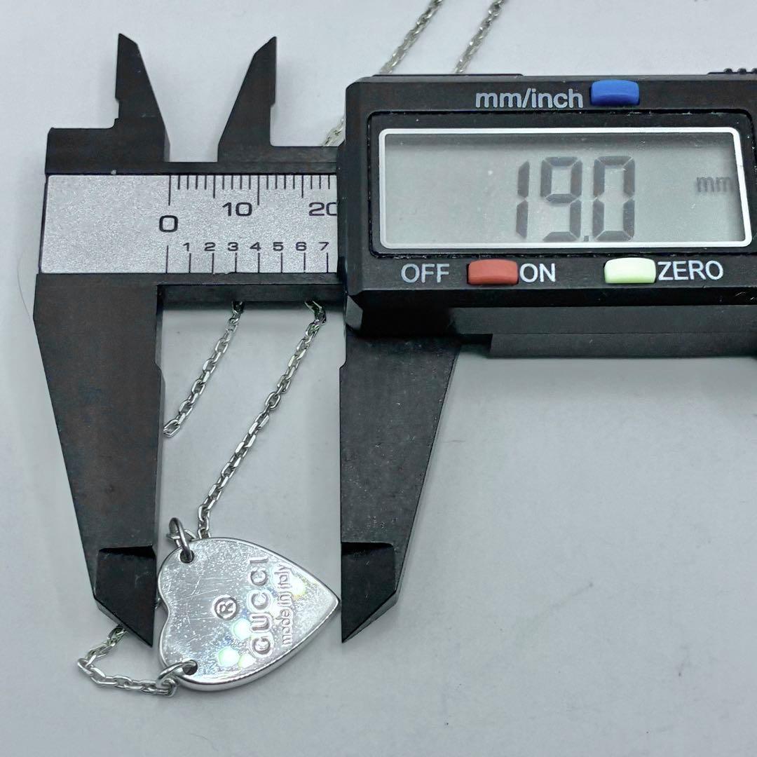 GUCCI グッチ トレードマーク ハートプレート ネックレス シルバー 袋付き