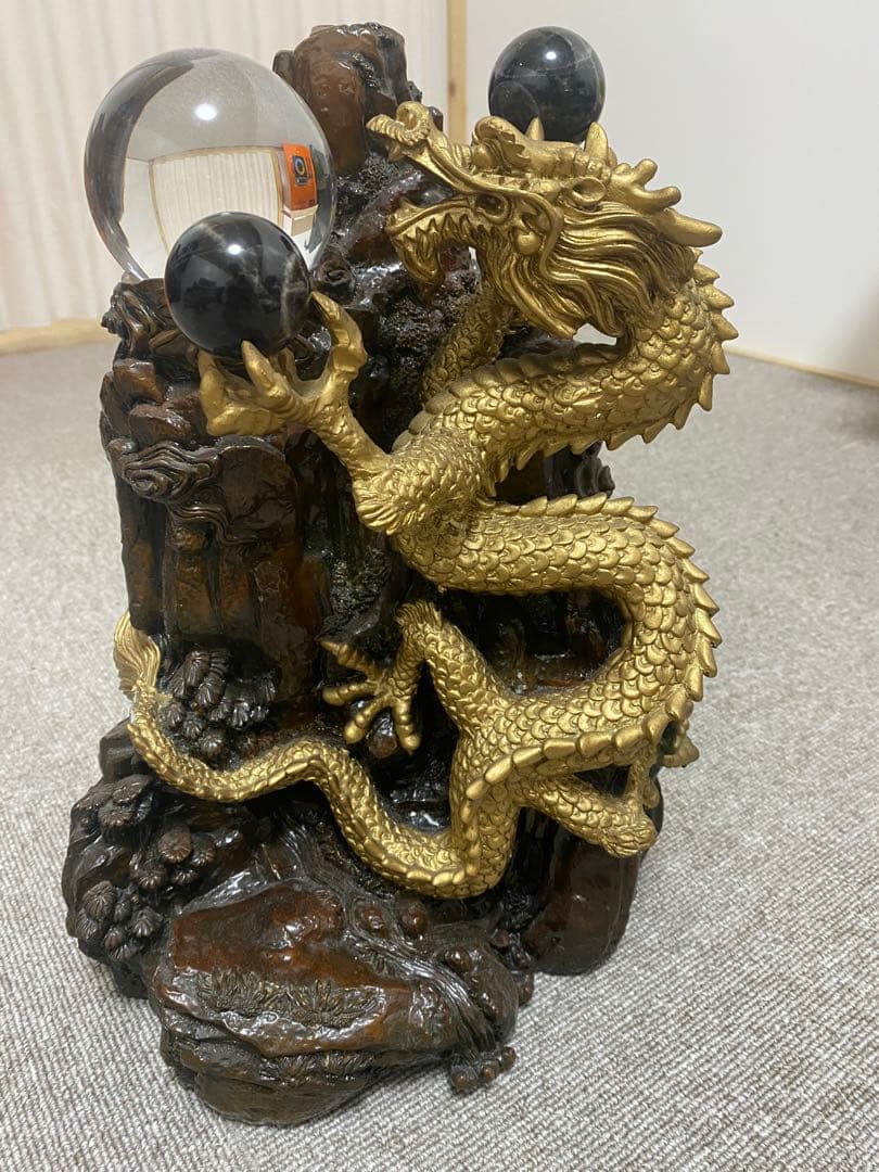 風水山水龍 金龍上山（大）33cm 置物