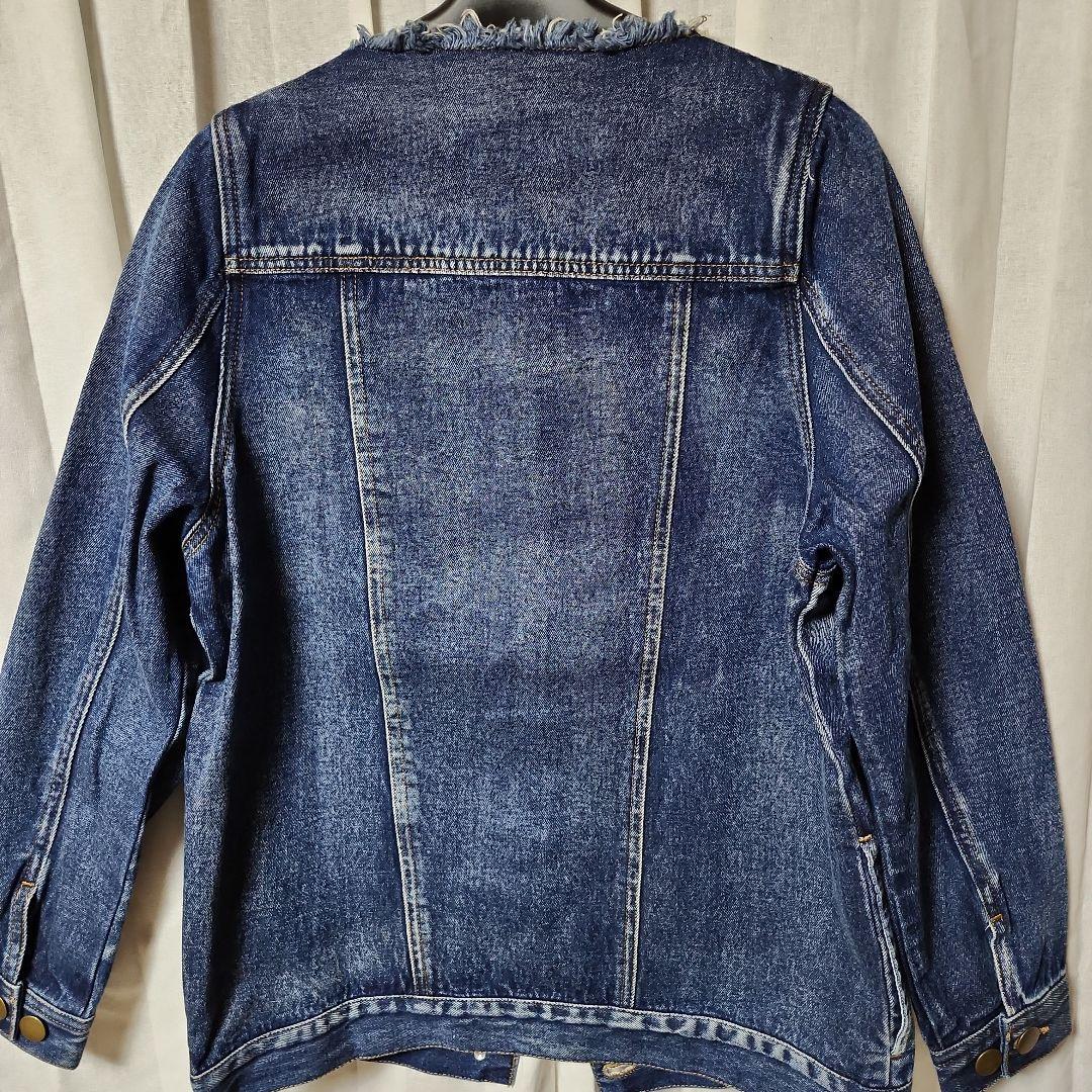 somari ヴィンテージ風デニムジャケット Gジャン ノーカラー フリンジ