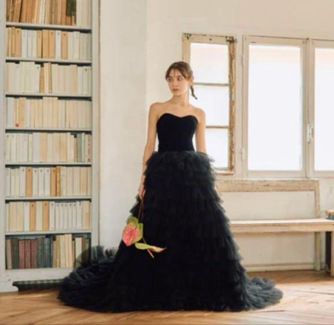 ドレスプロダクション　ベロアチュールティアードドレス（W302BK）