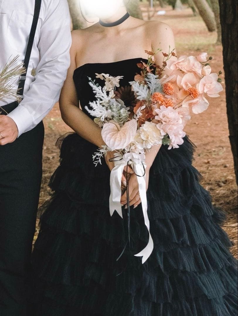 ドレスプロダクション　ベロアチュールティアードドレス（W302BK）