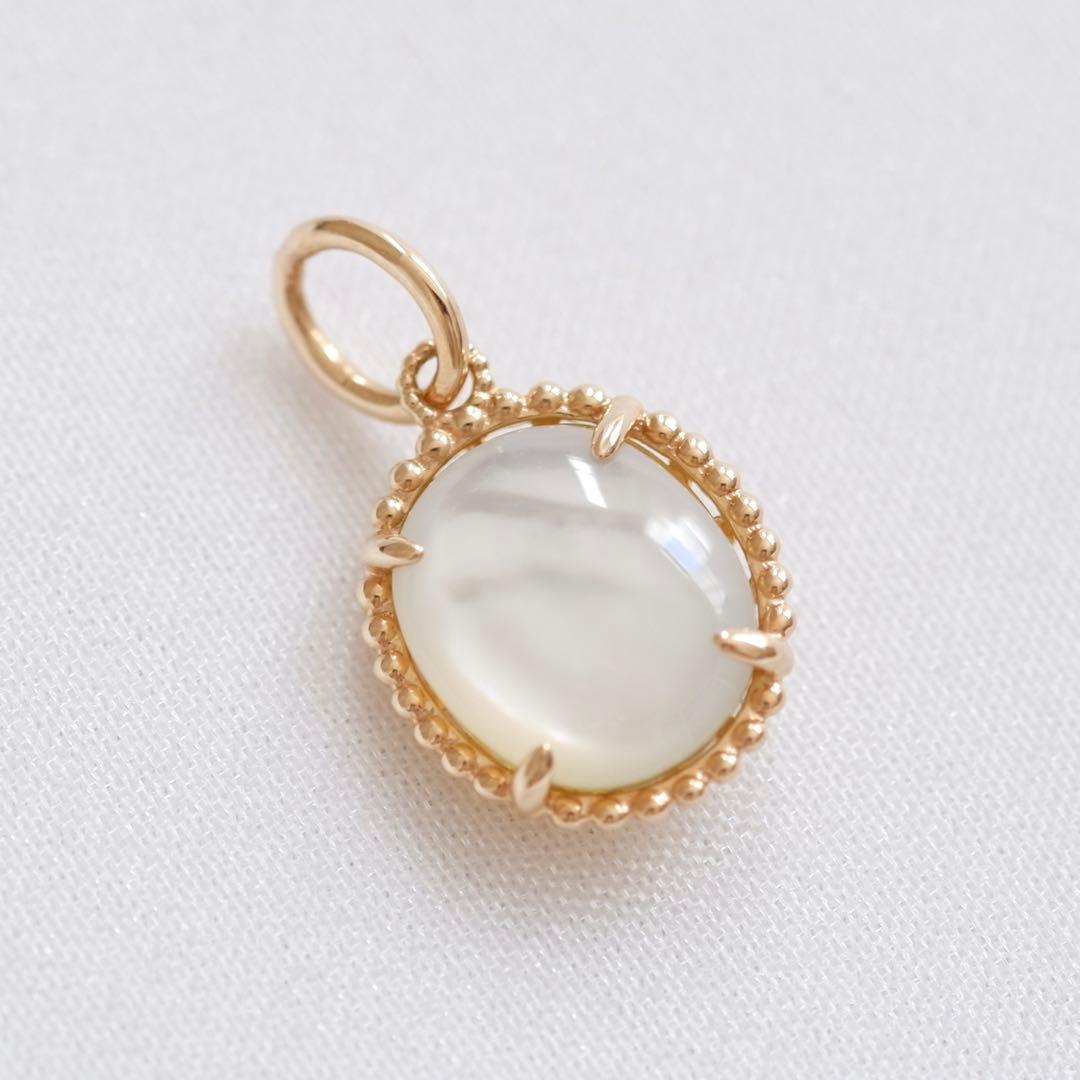 アガット agete ペンダントトップ チャーム 白蝶貝 レモンクォーツ K10