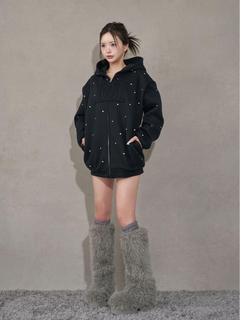 【新品未開封タグ付き】Darich DDロゴビジュージップパーカー BLK