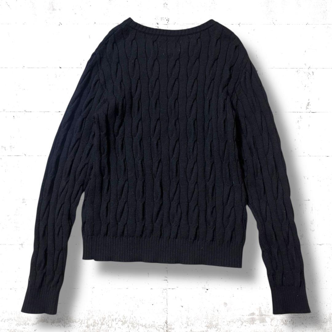 肉厚　WACKOMARIA ウール　ケーブル　クルーネックニット　セーター　XL